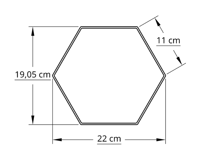 6 kantet 20,0 cm hvid