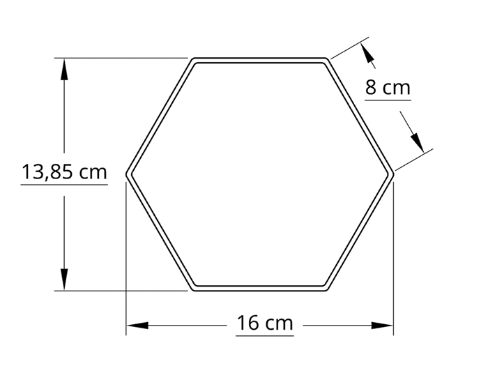 6 kantet 15,0 cm hvid